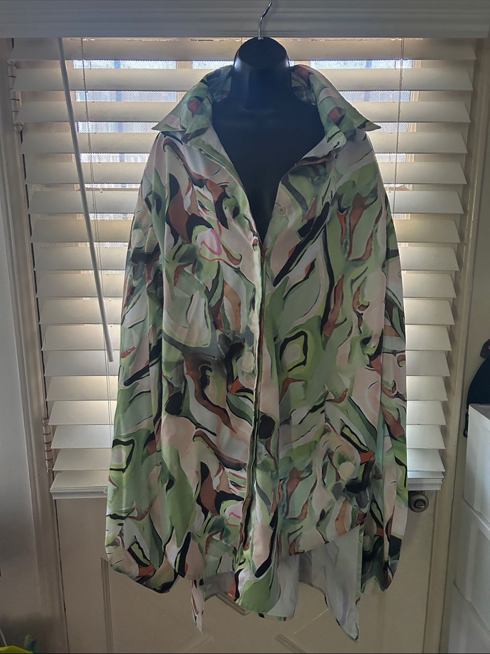 Abstract-Print Light Green Women's Dress